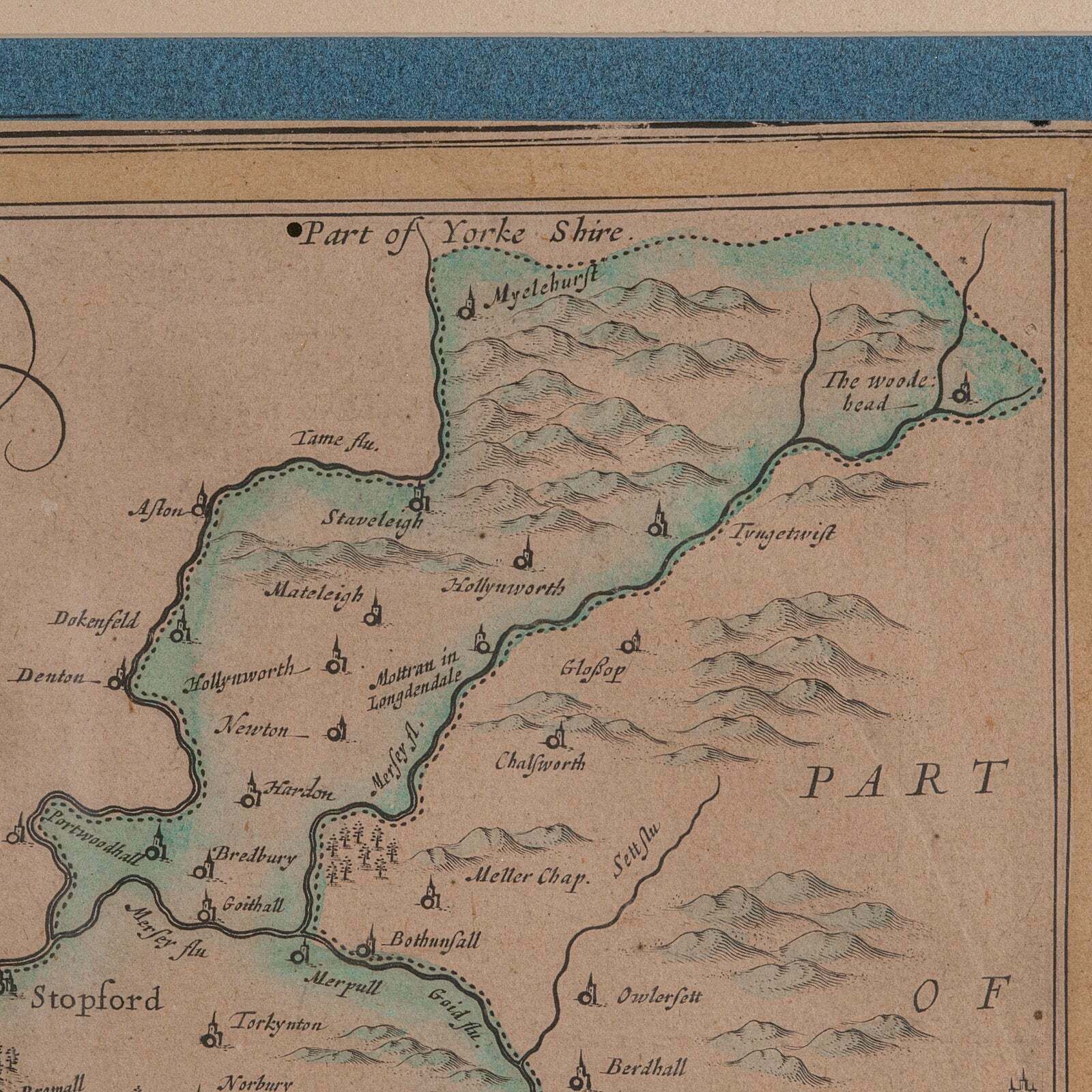 1295.0 Antique County Map Of Cheshire, Dutch, Framed, Cartography, Janssonius, C.1660 photo