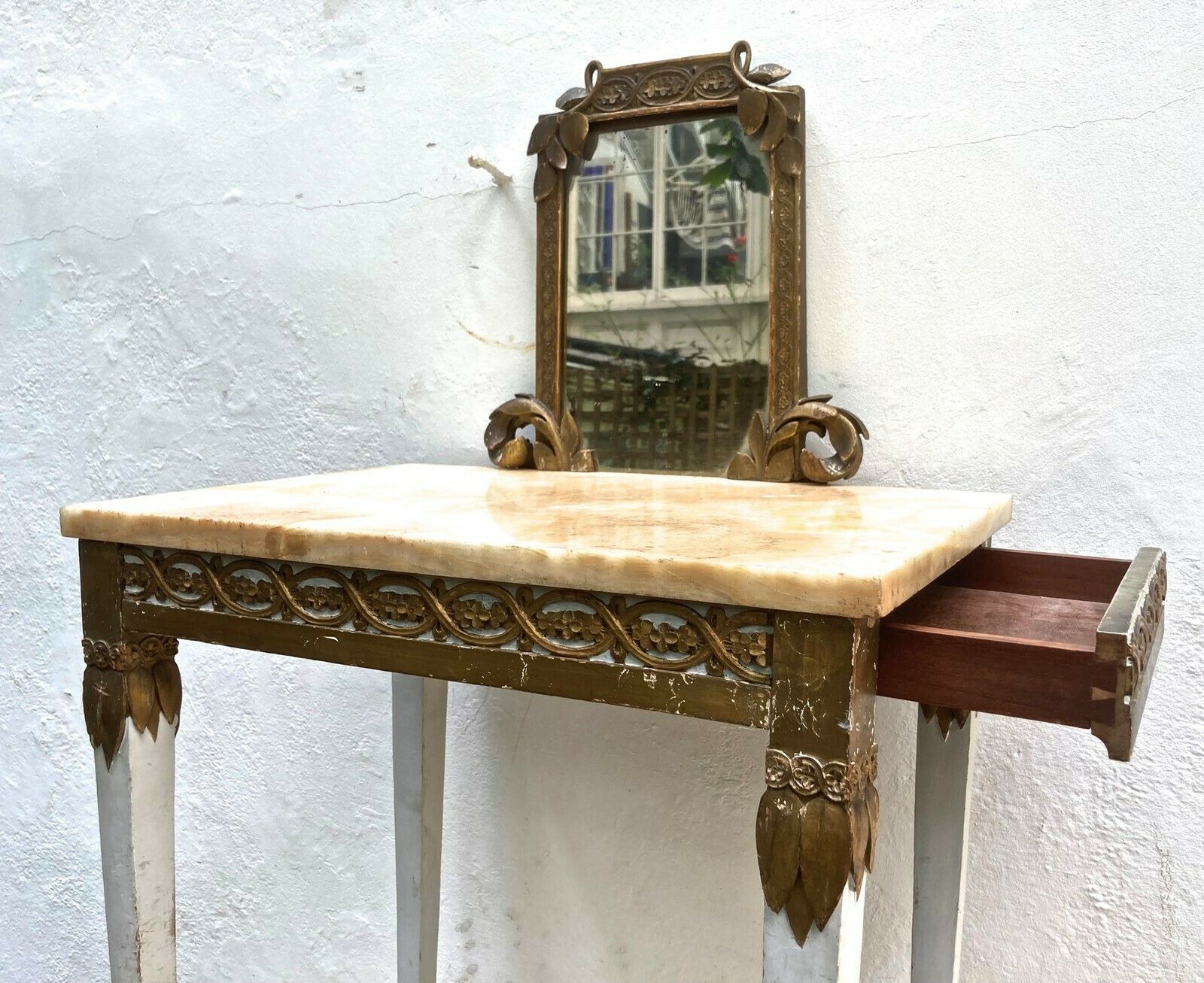 Small French 19thc. Boudoir Table & Chair photo vinterior