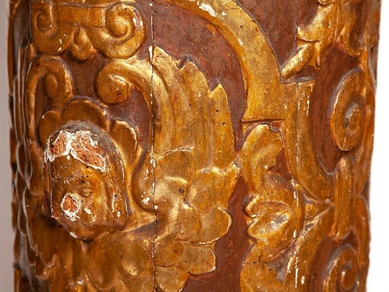 18th C. Carved /Gilded Church Column With Angel Head From France photo 2050.0