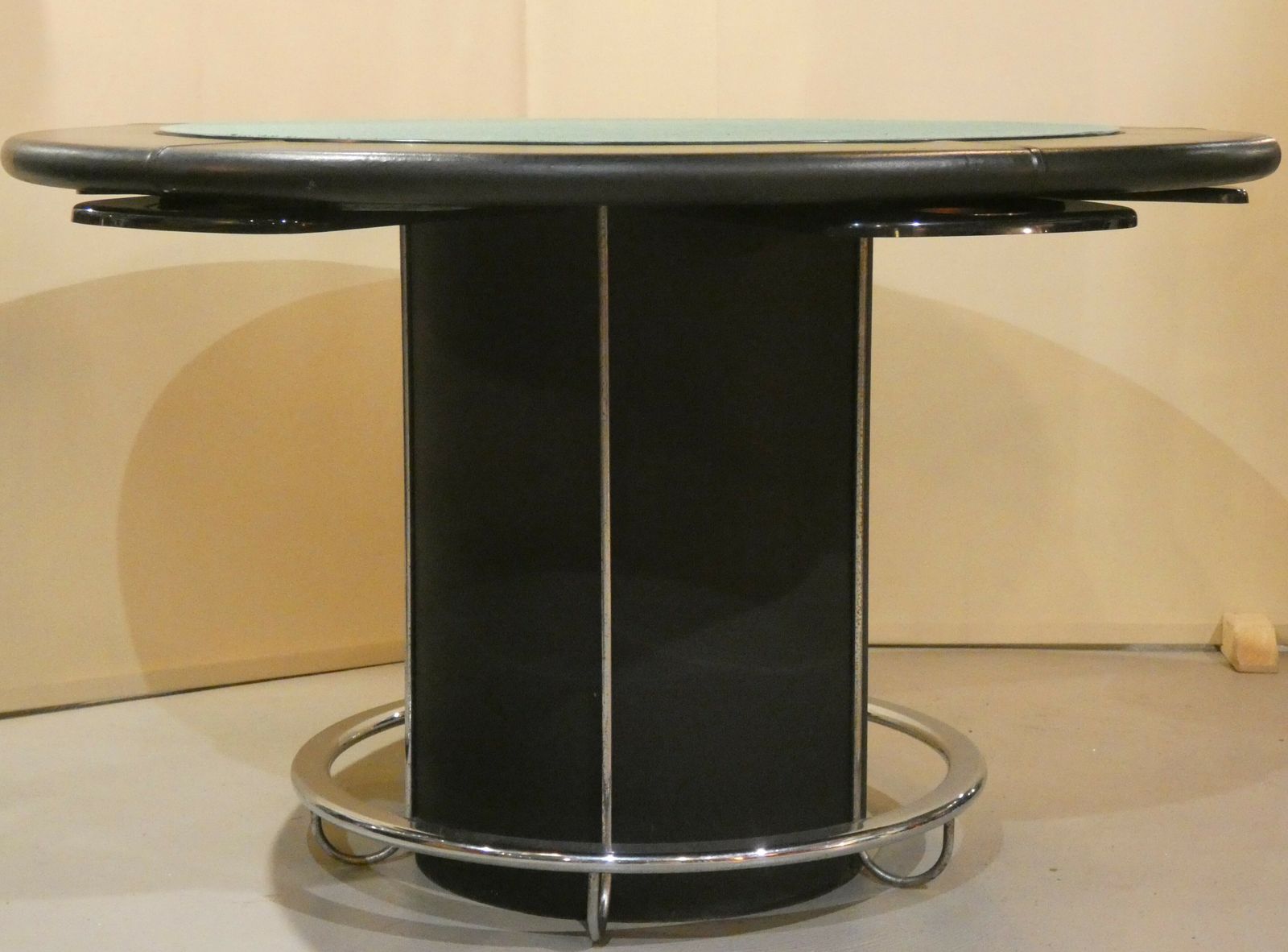 1970s Italian Game Table In Leather And Steel photo furniture