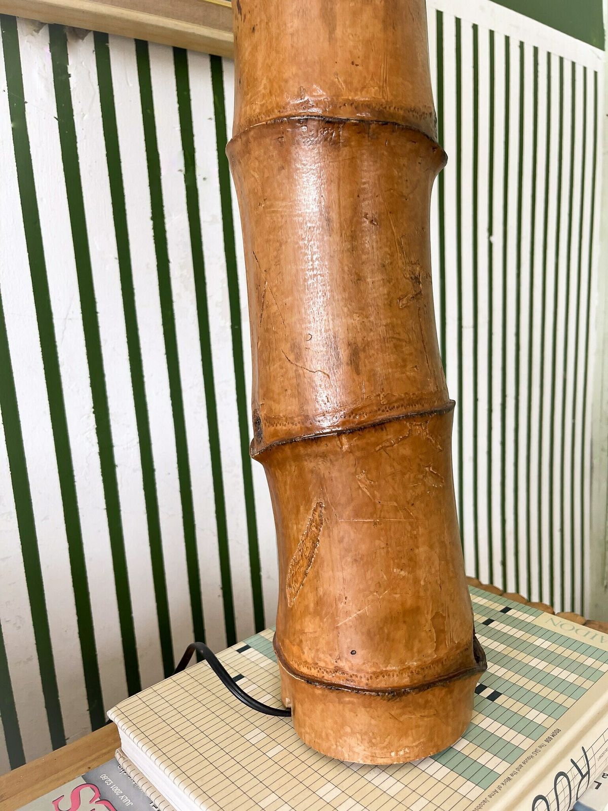Organic Bamboo Table Lamp Large Mid Century Modern Style photo Lighting