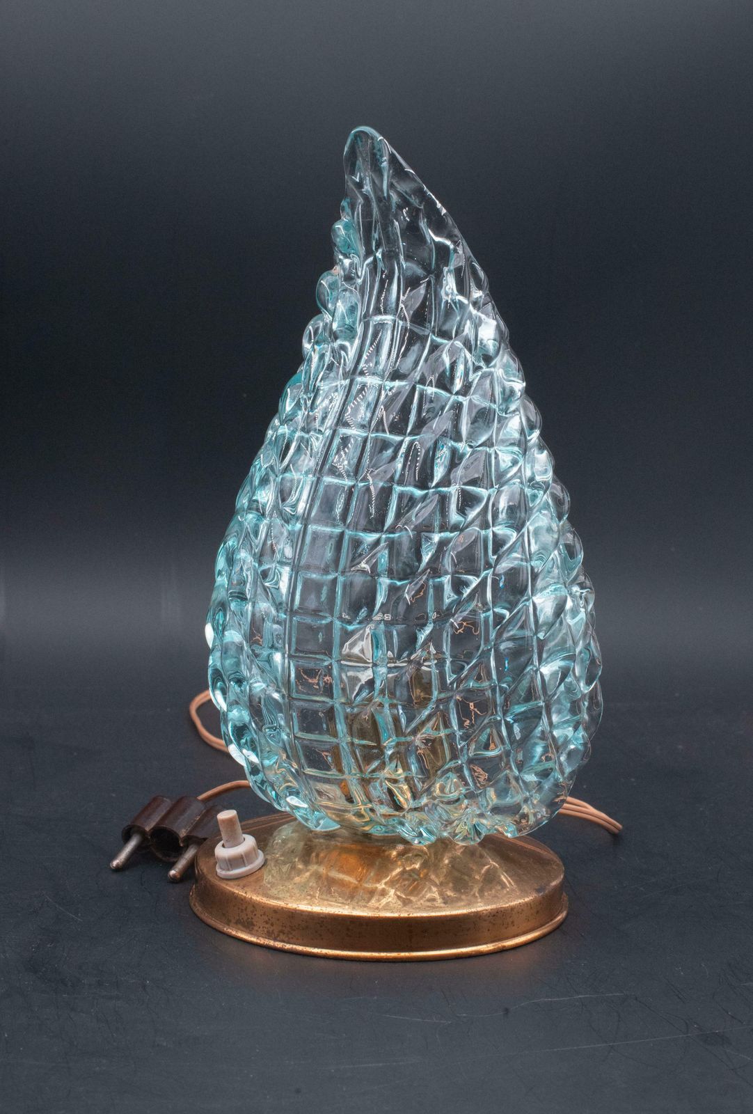 Rare Table Lamp In Blu Murano Glass Vase For Barovier & Toso, 1960