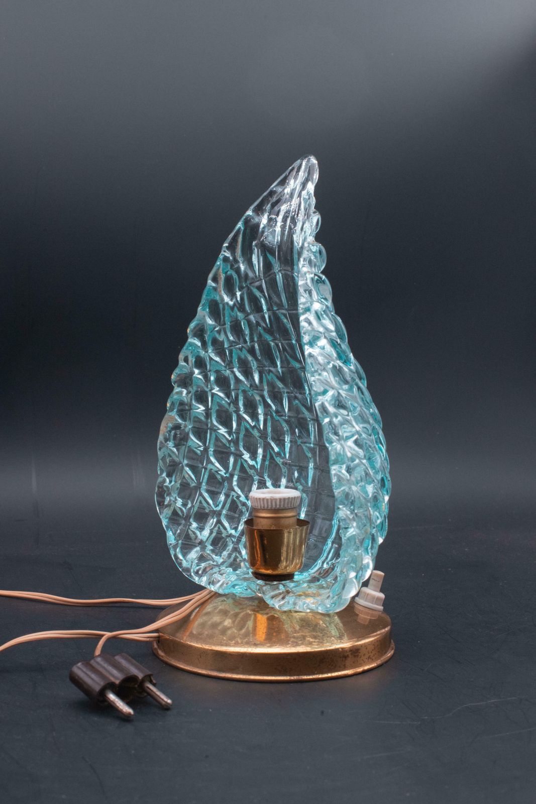 Rare Table Lamp In Blu Murano Glass Vase For Barovier & Toso, 1960 photo 1031.0
