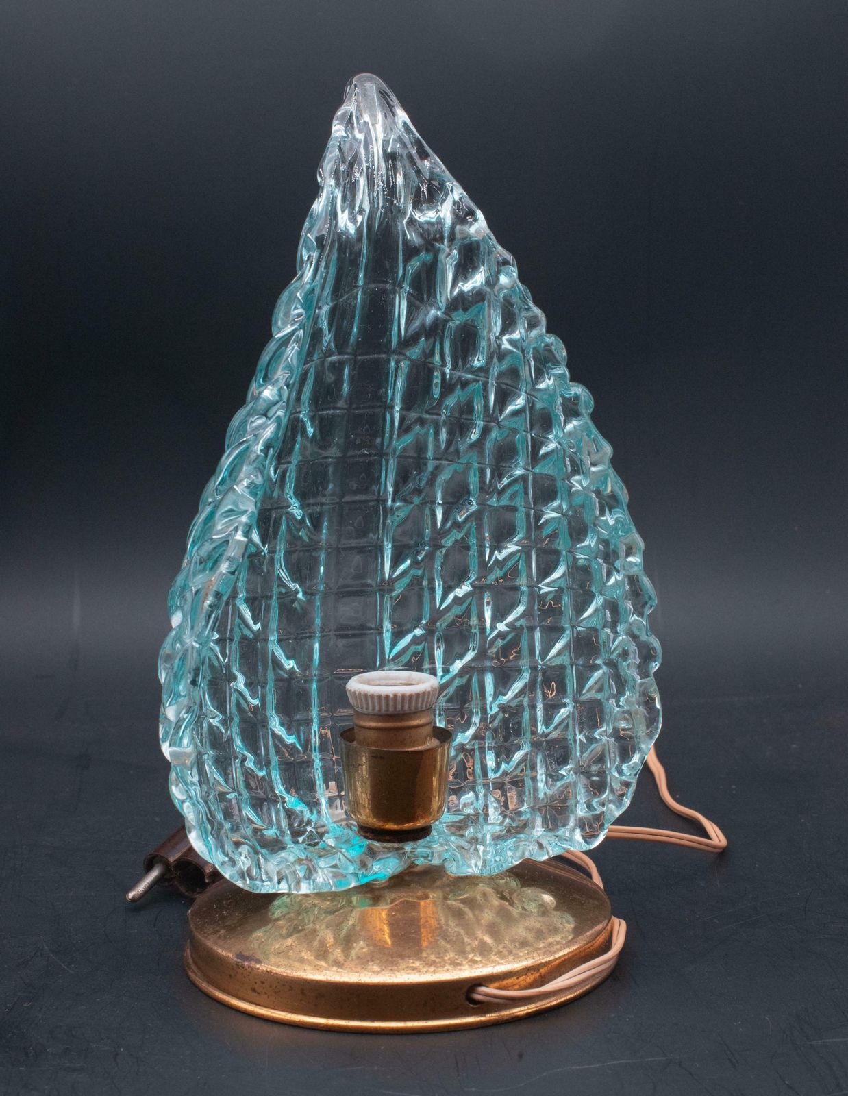 photo furniture Rare Table Lamp In Blu Murano Glass Vase For Barovier & Toso, 1960