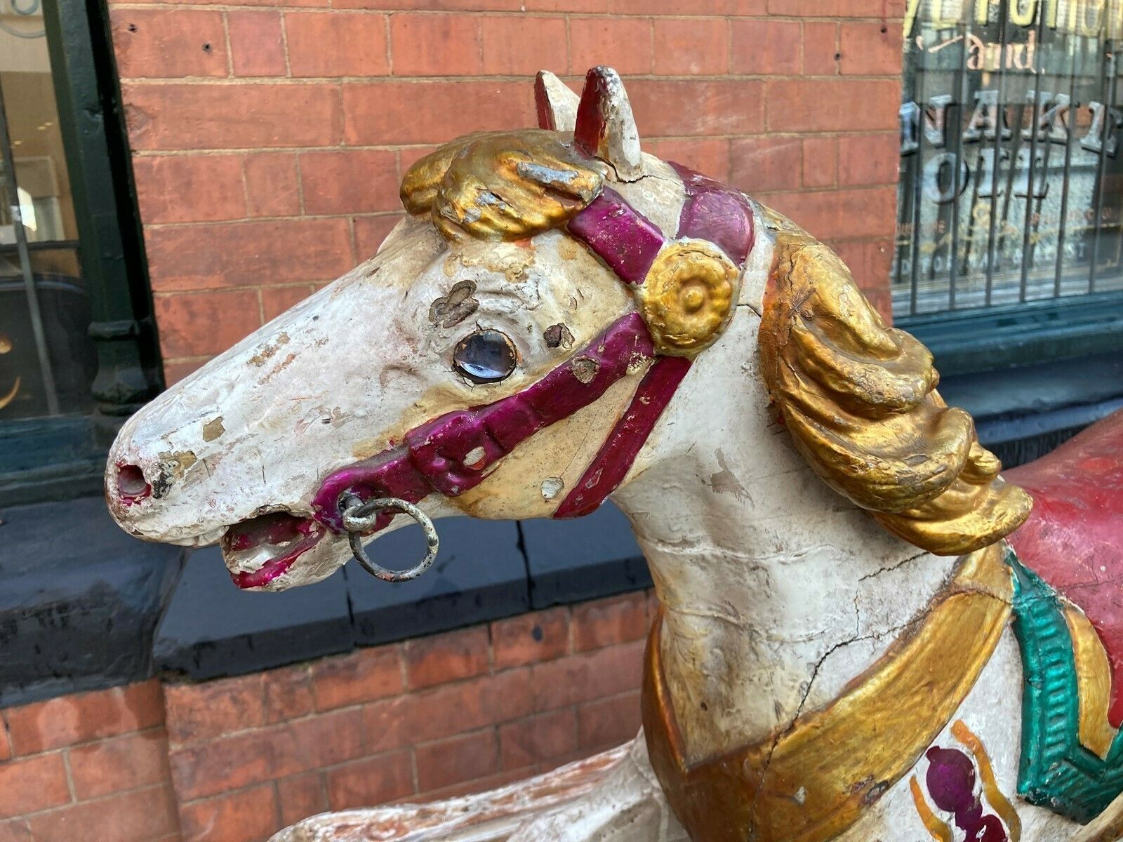 Two Antique Carved Horses From A 19thc. Childrens' Carousel   For Sale As Single Items photo Home Decor