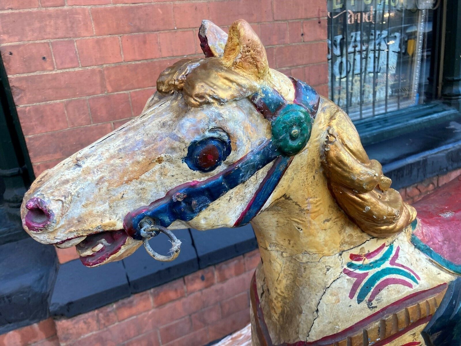 Two Antique Carved Horses From A 19thc. Childrens' Carousel   For Sale As Single Items photo 1250.0