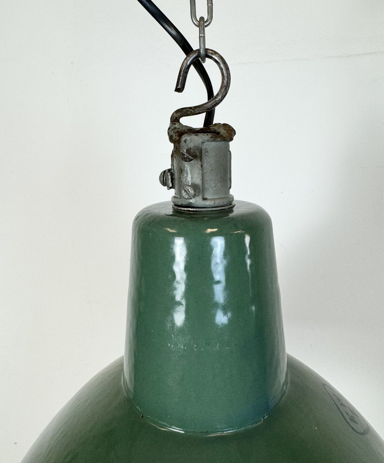 Industrial Green Enamel Factory Pendant Lamp, 1960s, 4x photo furniture