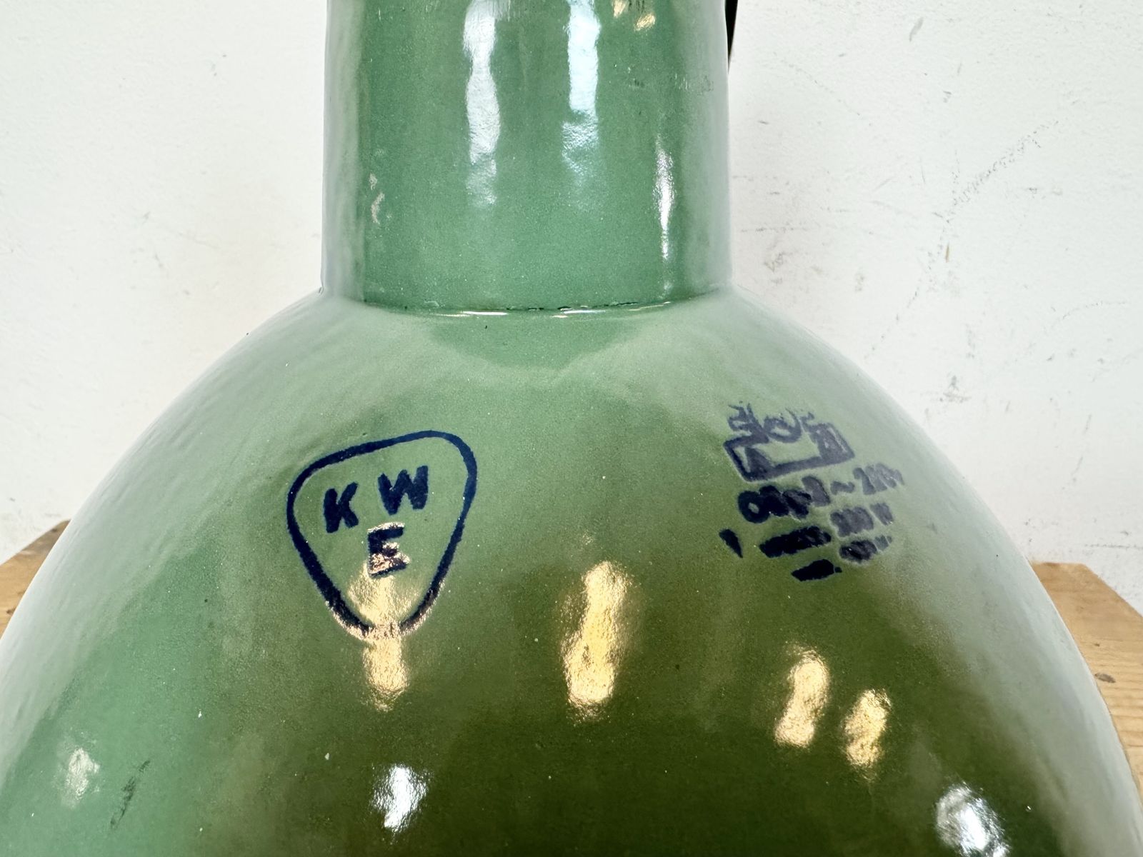 Industrial Green Enamel Factory Pendant Lamp, 1960s, 4x photo Lighting