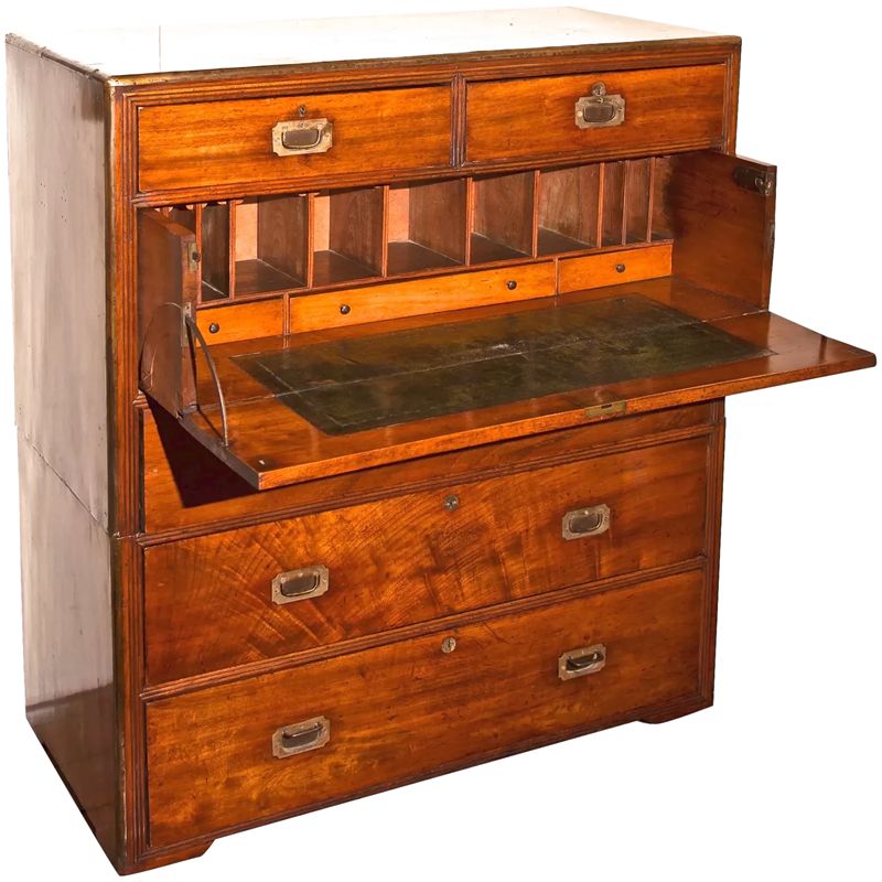 19thc. Naval Or Military Camphorwood Campaign Chest / Bureau