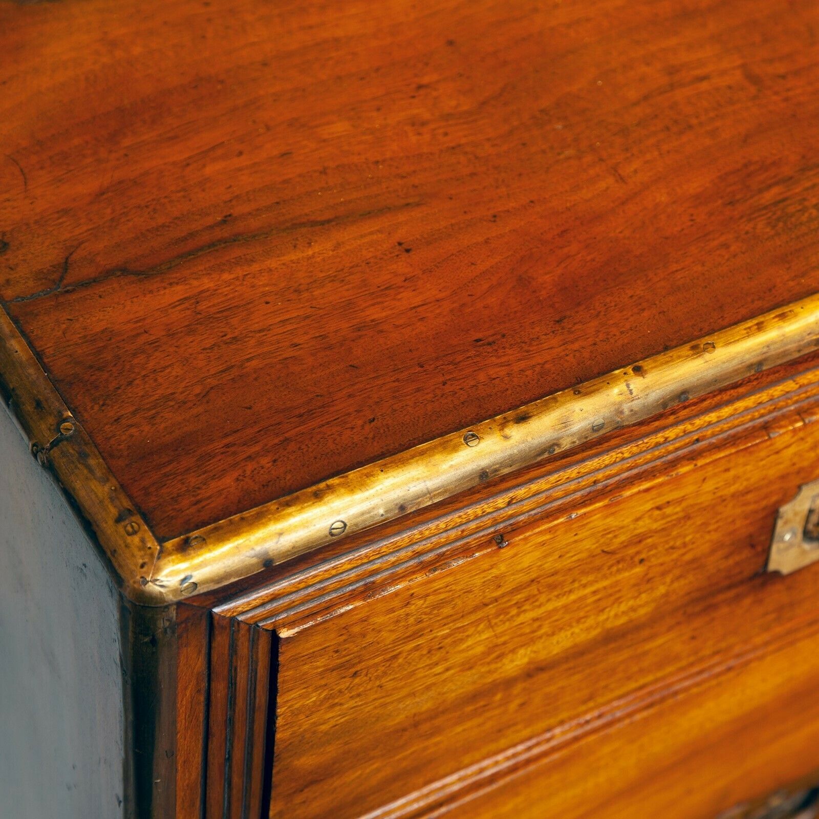 19thc. Naval Or Military Camphorwood Campaign Chest / Bureau photo vintage