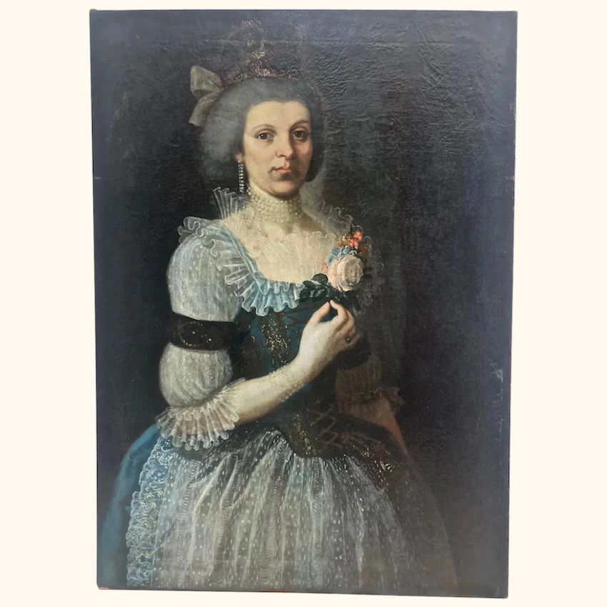 Signed 18th Century Oil Portrait Of An Aristocratic Viennese Woman