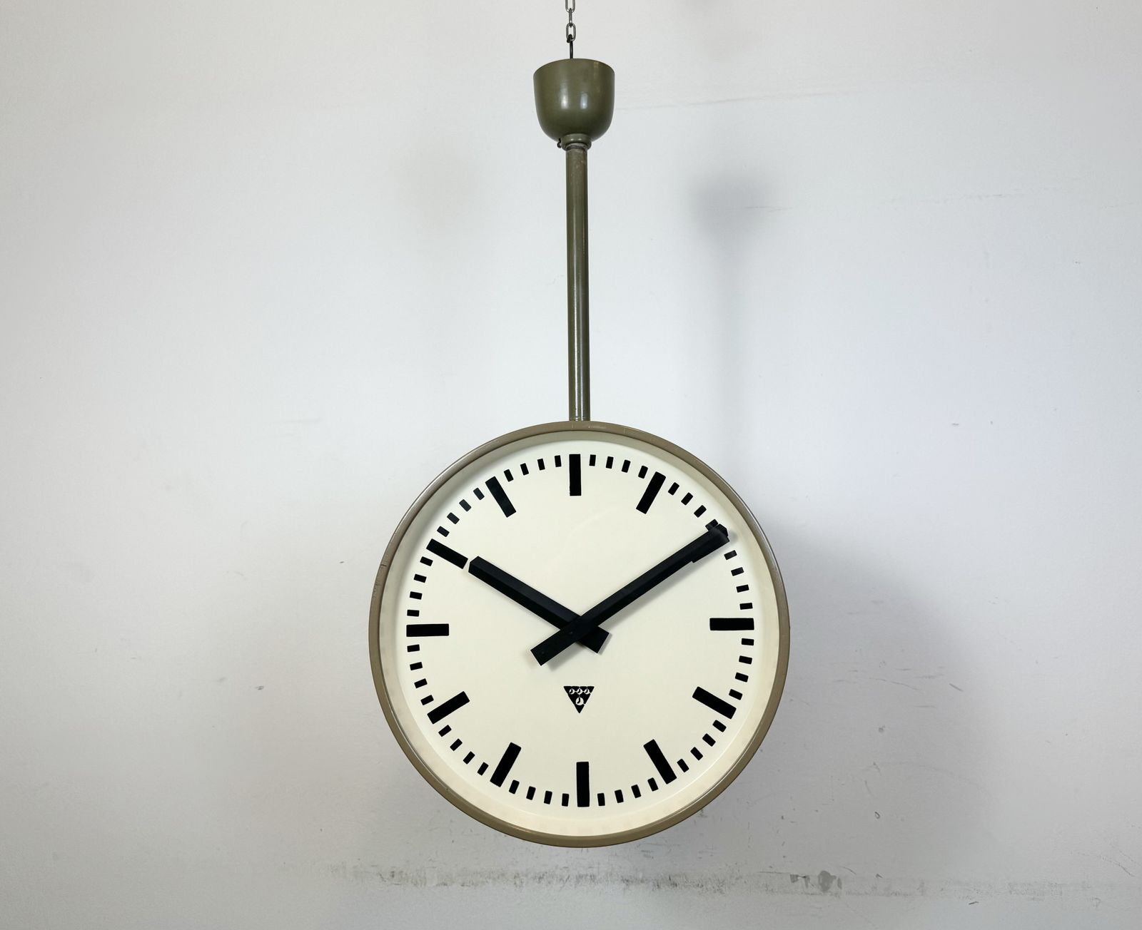 Large Industrial Double Sided Railway Or Factory Clock From Pragotron, 1960s photo Home Decor