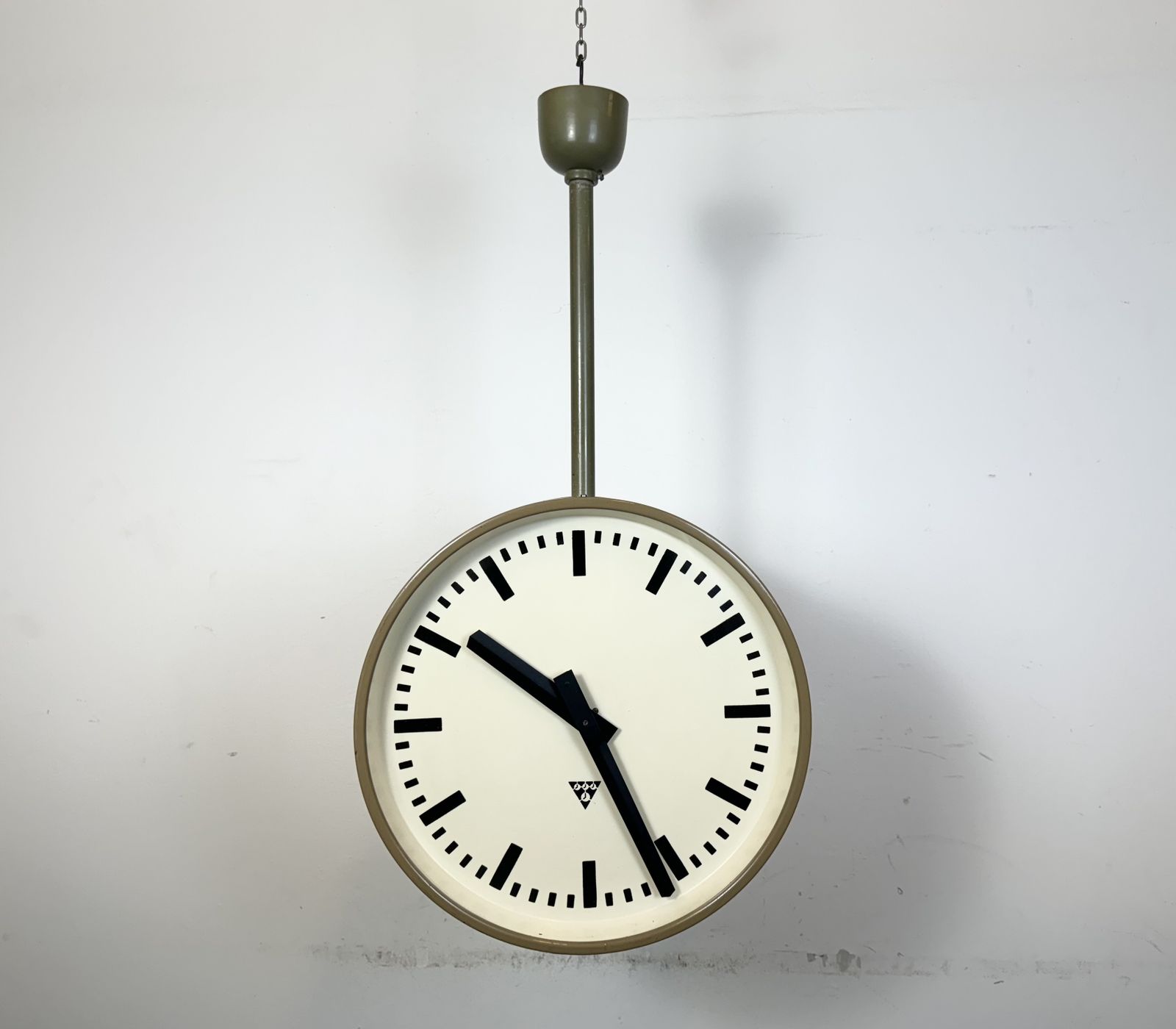 photo furniture Large Industrial Double Sided Railway Or Factory Clock From Pragotron, 1960s