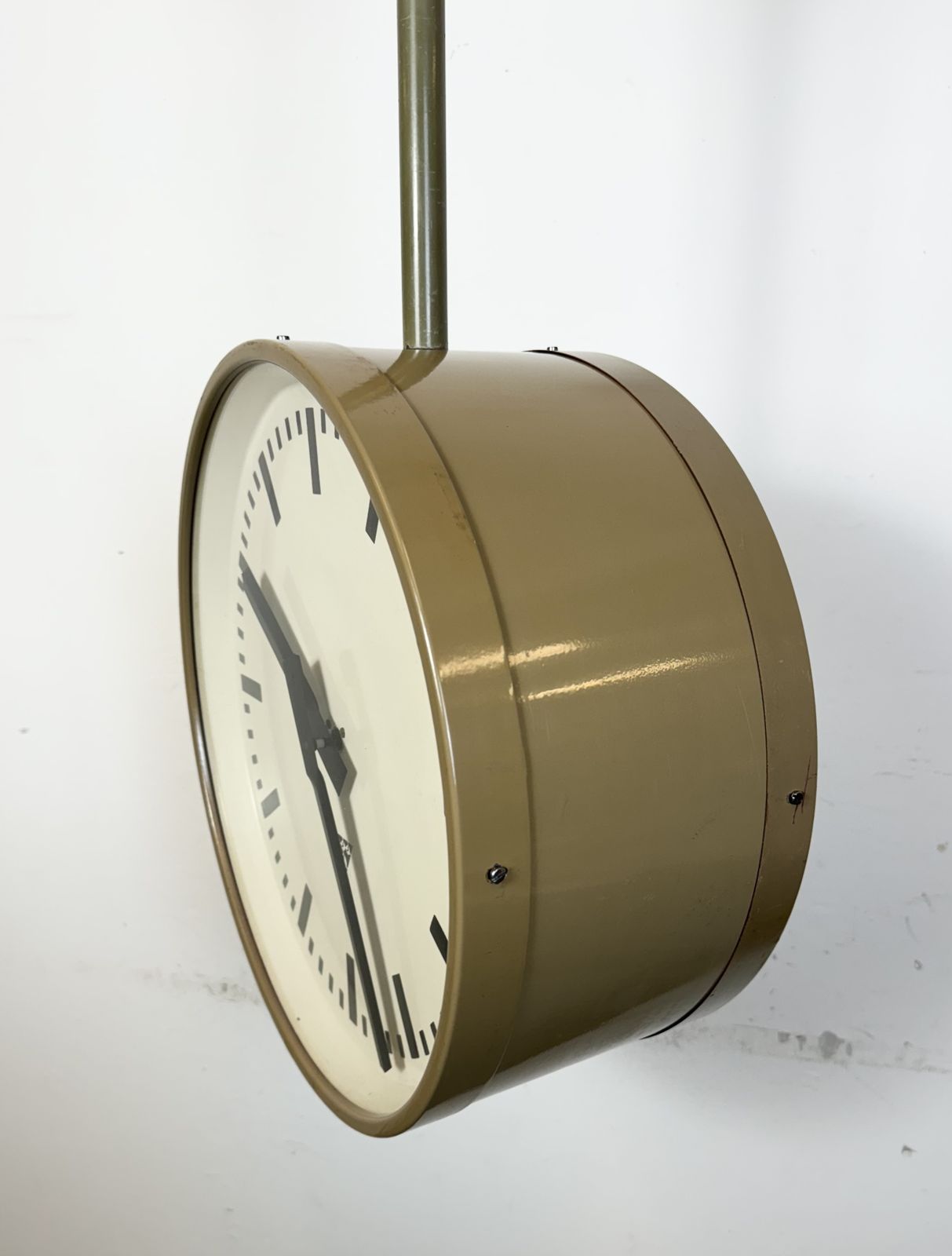 photo for sale Large Industrial Double Sided Railway Or Factory Clock From Pragotron, 1960s