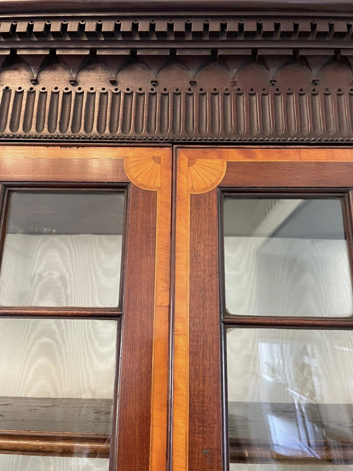 Outstanding Quality Antique 19th Century Mahogany Inlaid Bookcase photo vintage