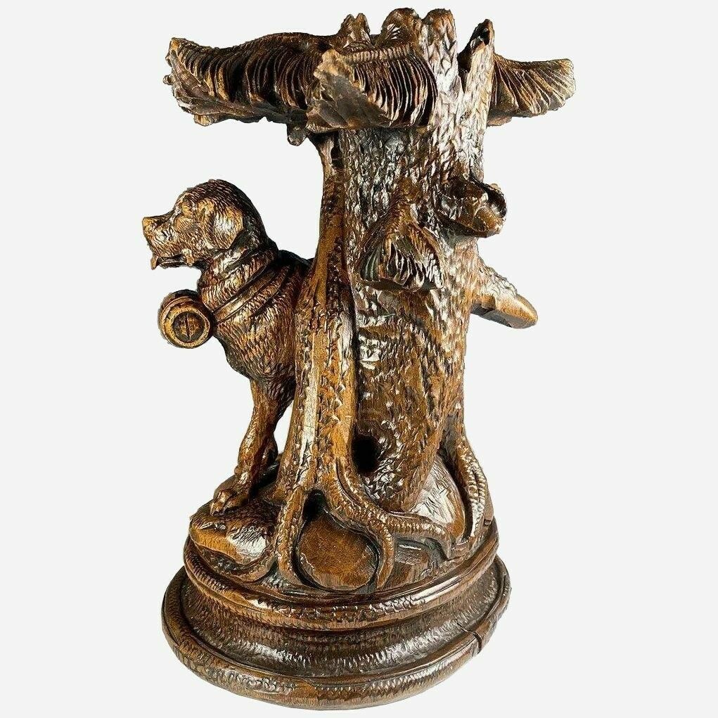 19thc.Black Forest 'St.Bernard Rescue Dog' Carved 'Eperne' photo furniture