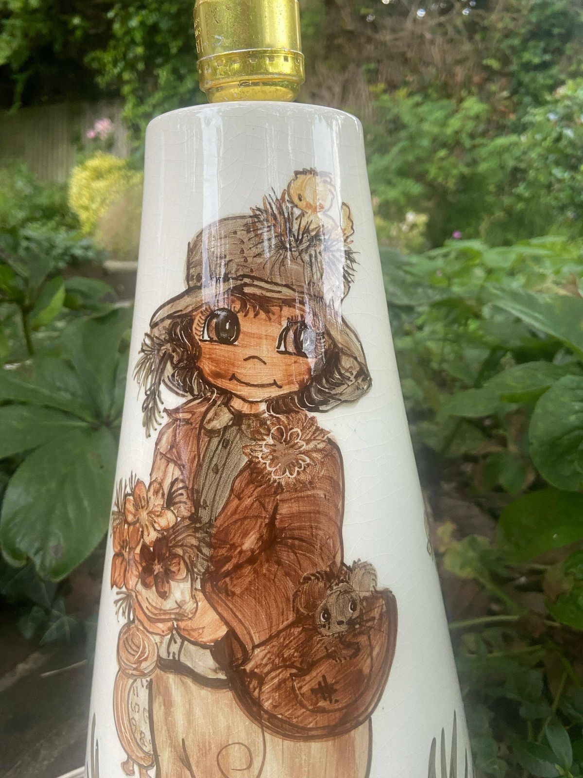 1970s Retro Jersey Pottery Large Table Lamp Of A Wide Eyed Boy Character   Delightful Working Condition photo furniture