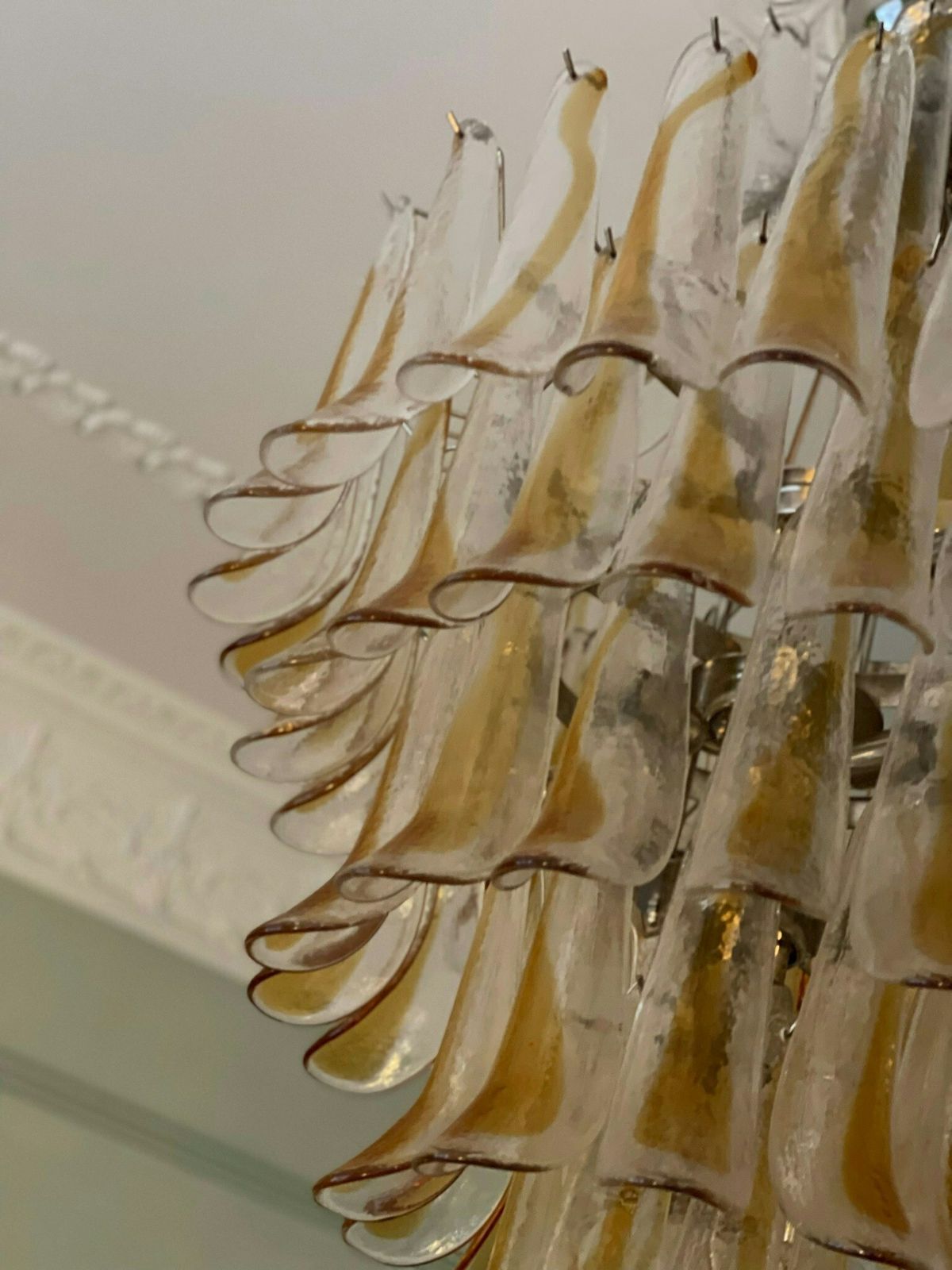Sand Colored Murano Chandelier   Mazzega Style   Giant photo vinterior