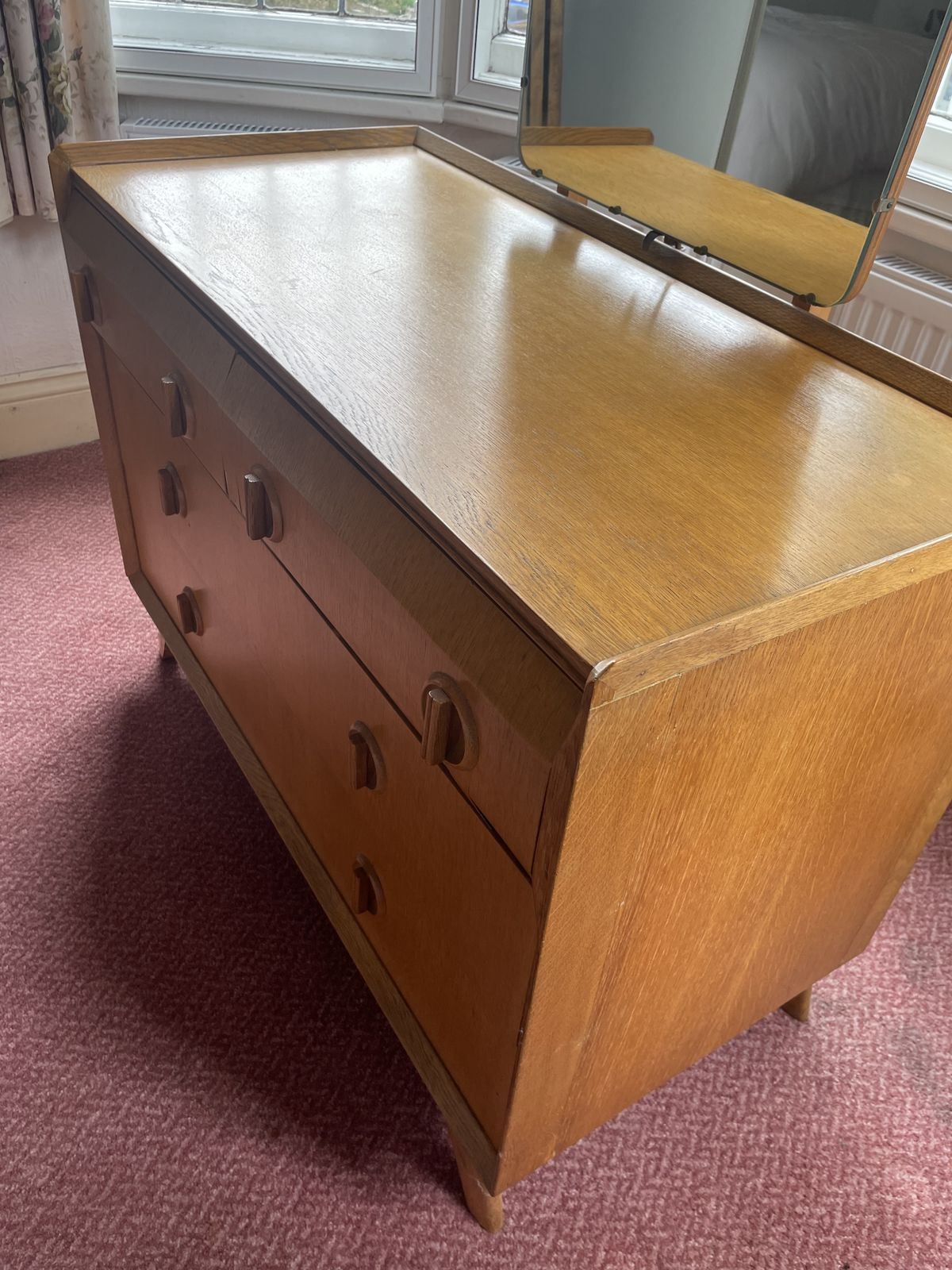 Mid Century White And Newton Oak Chest Of Drawers/Dressing Table photo for sale
