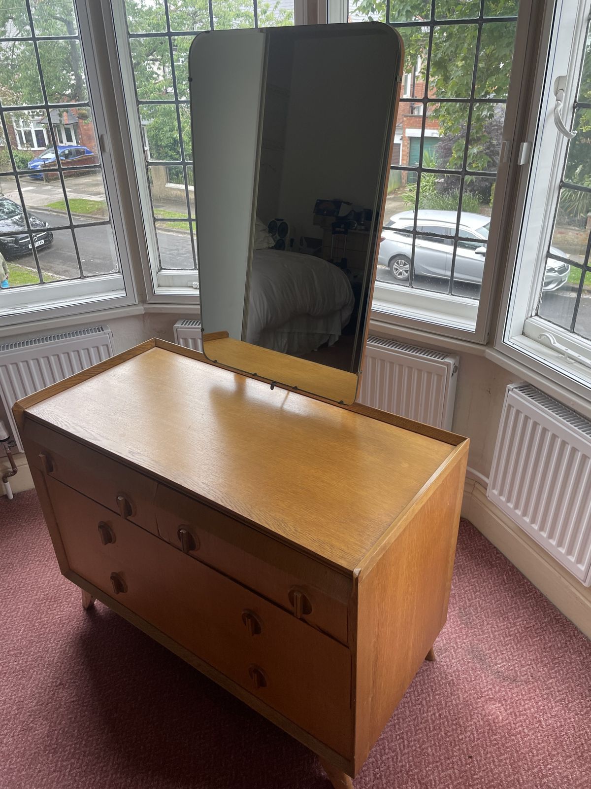 Mid Century White And Newton Oak Chest Of Drawers/Dressing Table photo vintage