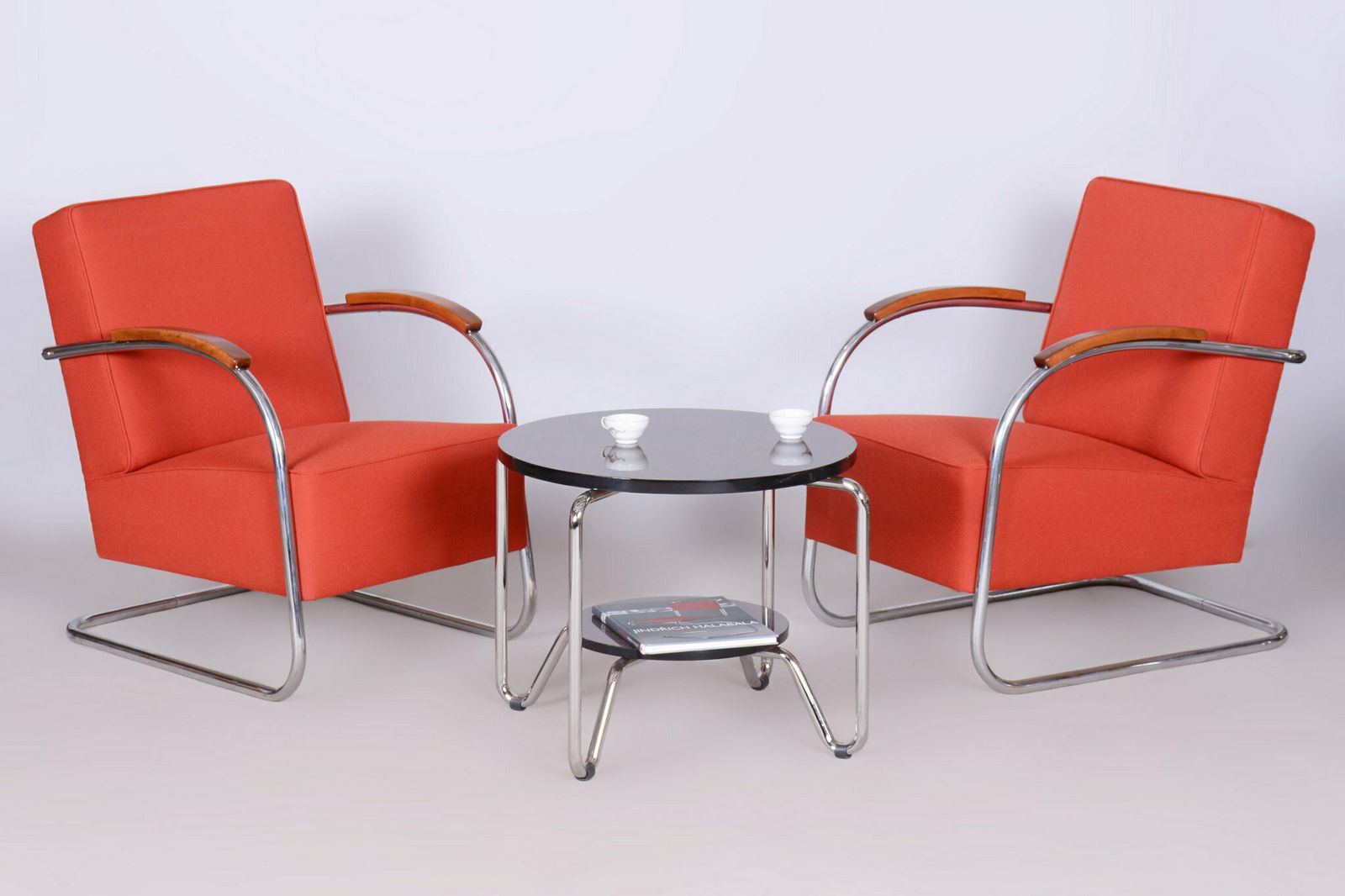 Set Of Two Restored Bauhaus Armchairs, By Mücke Melder, Chrome, Czech, 1930s photo for sale