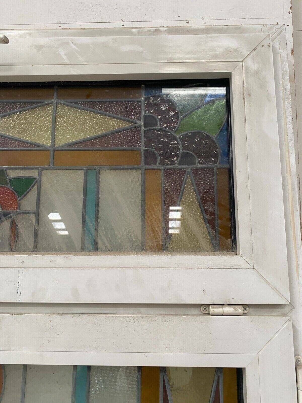 Pair Of Two Leaf Windows In 20th Century Art Deco Stained Glass photo Home Fixtures