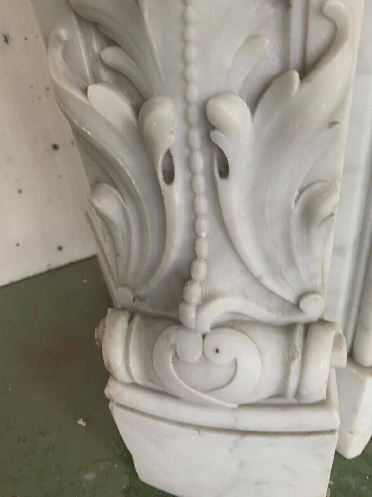 photo for sale Louis XV Style Fireplace In White Carrara Marble 19th Century