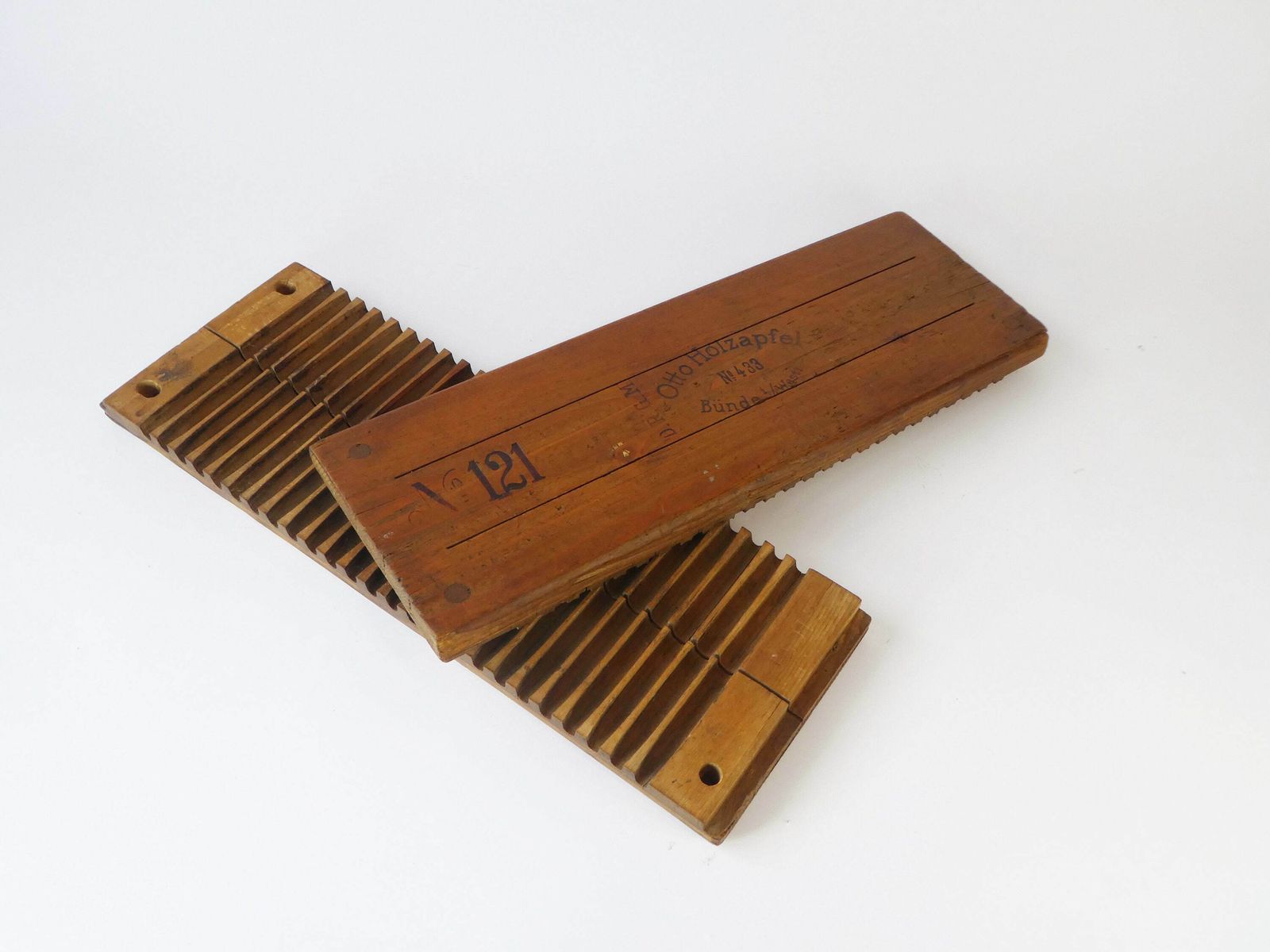 Antique German Double Wooden Cigar Press, Branded Cigar Box, Original Otto Holzapfel N121 Tobacciana Mold photo 142.0