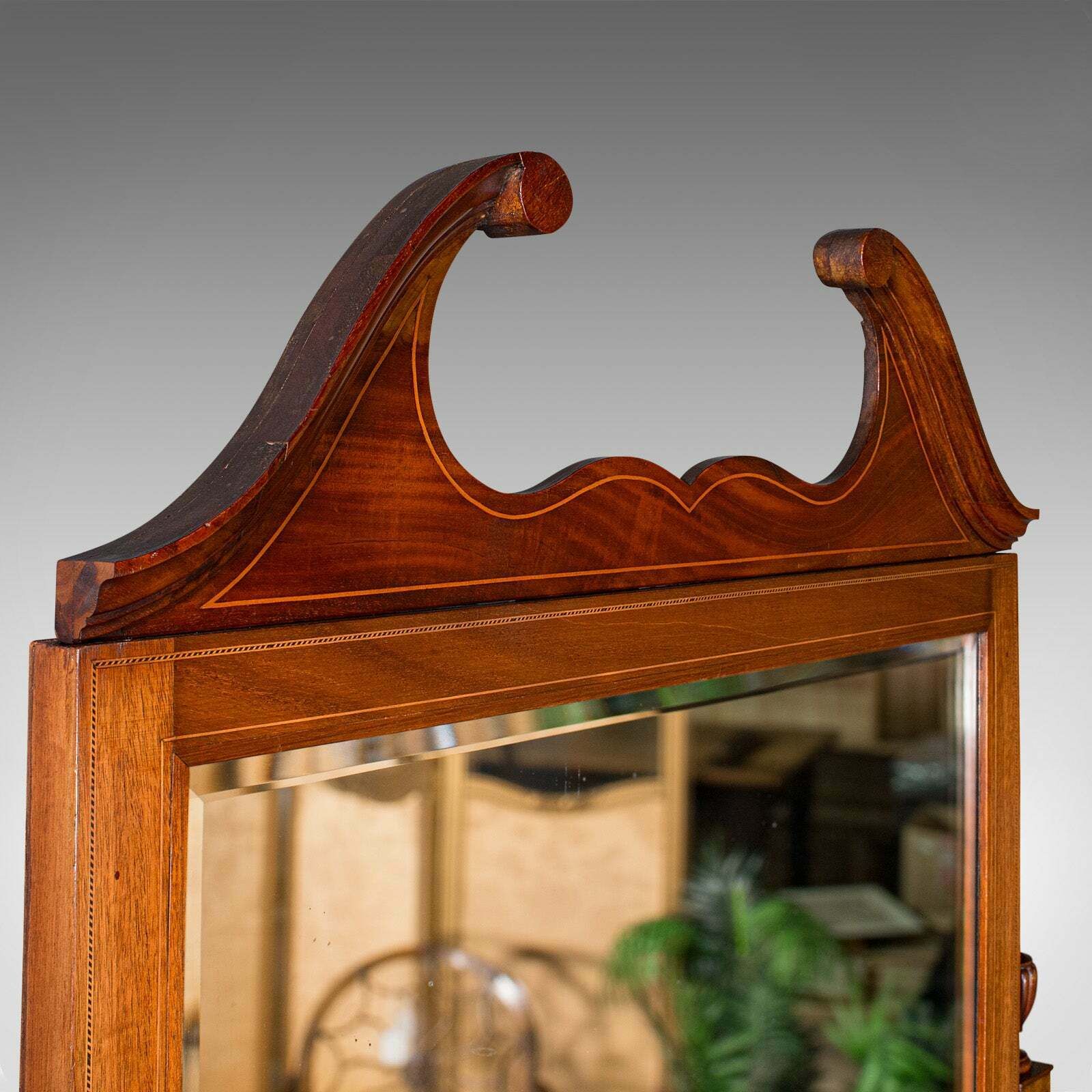 6' 5" Antique Gentlemans Outfitters Mirror, English, Dressing, Cheval, Victorian photo vinterior