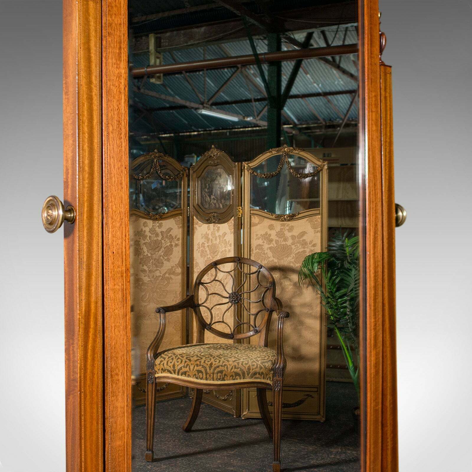 photo furniture 6' 5" Antique Gentlemans Outfitters Mirror, English, Dressing, Cheval, Victorian