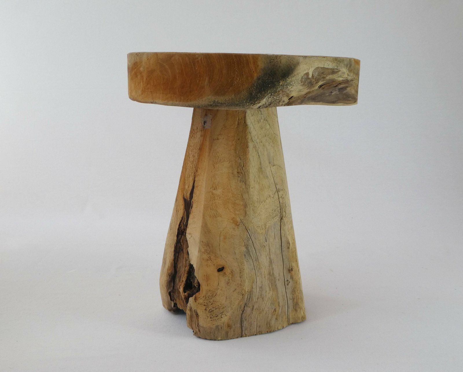 Vintage Rustic Trunk French Stool, Primitive Heavy Natural Wooden Plant Stand, Small Furniture Milking Stool photo Furniture