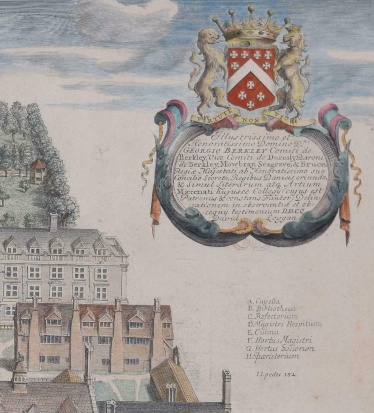 David Loggan Christ's College, Cambridge 1690 Engraving By David Loggan 1690 photo Art