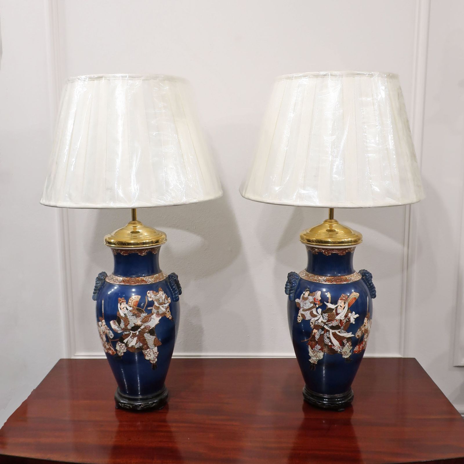 Pair Of Japanese Meiji Period Satsuma Porcelain Lamps photo furniture