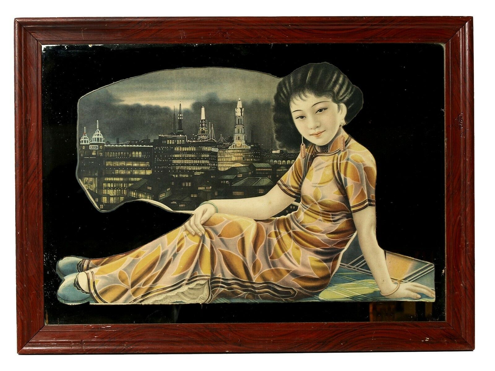 Pair Of 1930's Mirrors With Shanghai 'Beauties' photo furniture