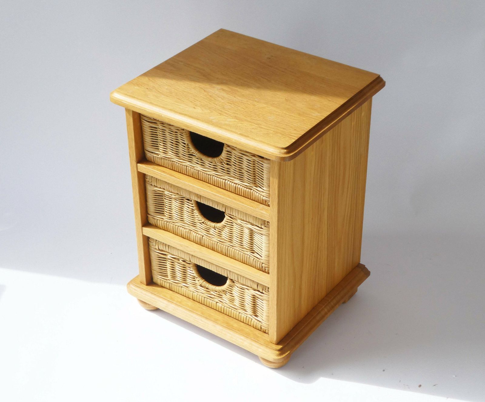 Beautiful Wicker Stand With 3 Drawers, Rattan Boho Vintage Cabinet, Storage Unit photo buy