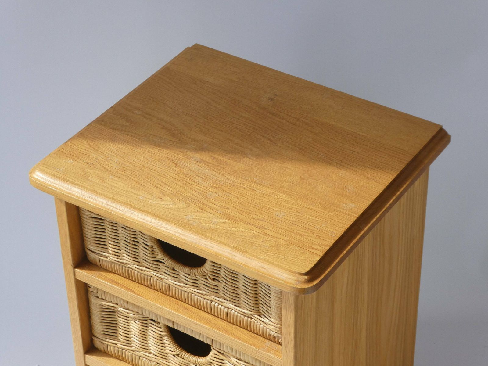 Beautiful Wicker Stand With 3 Drawers, Rattan Boho Vintage Cabinet, Storage Unit photo vintage