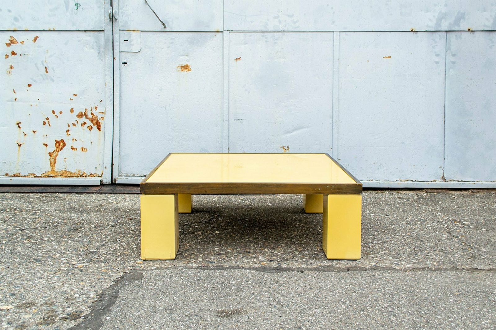 Antonio Pavia Coffee Table In Lacquered Wood And Brass, 1970s photo furniture