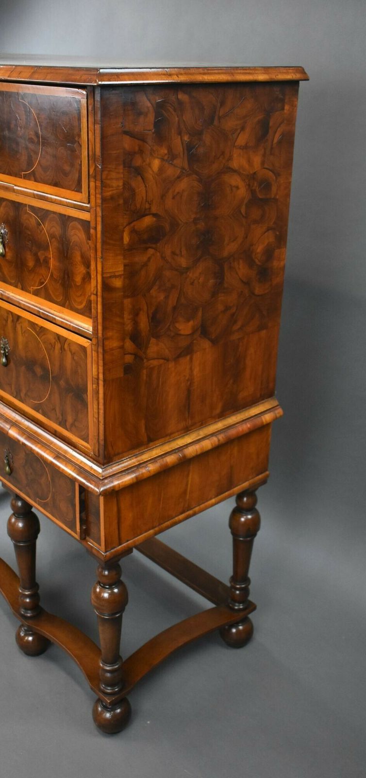 William & Mary Oyster Veneer Chest On Stand photo 5750.0