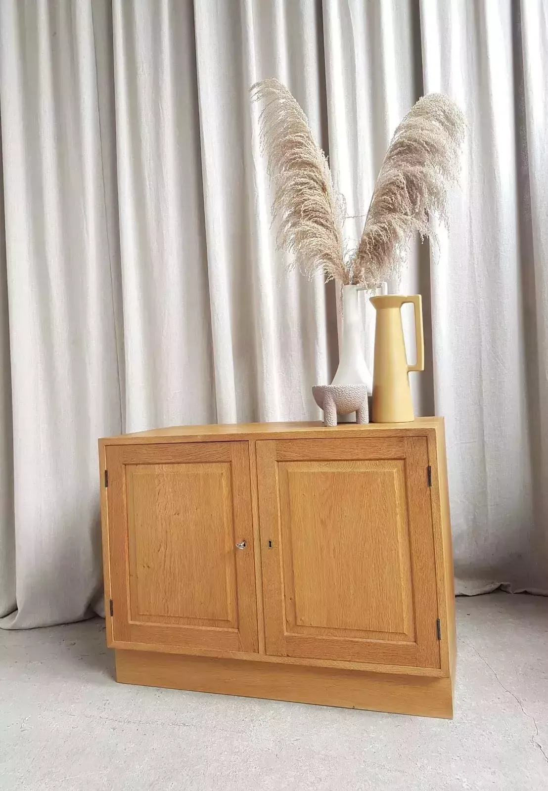 Vtg Mid Century Danish Oak Compact Sideboard Media Cabinet Scahdi Retro R516 photo furniture