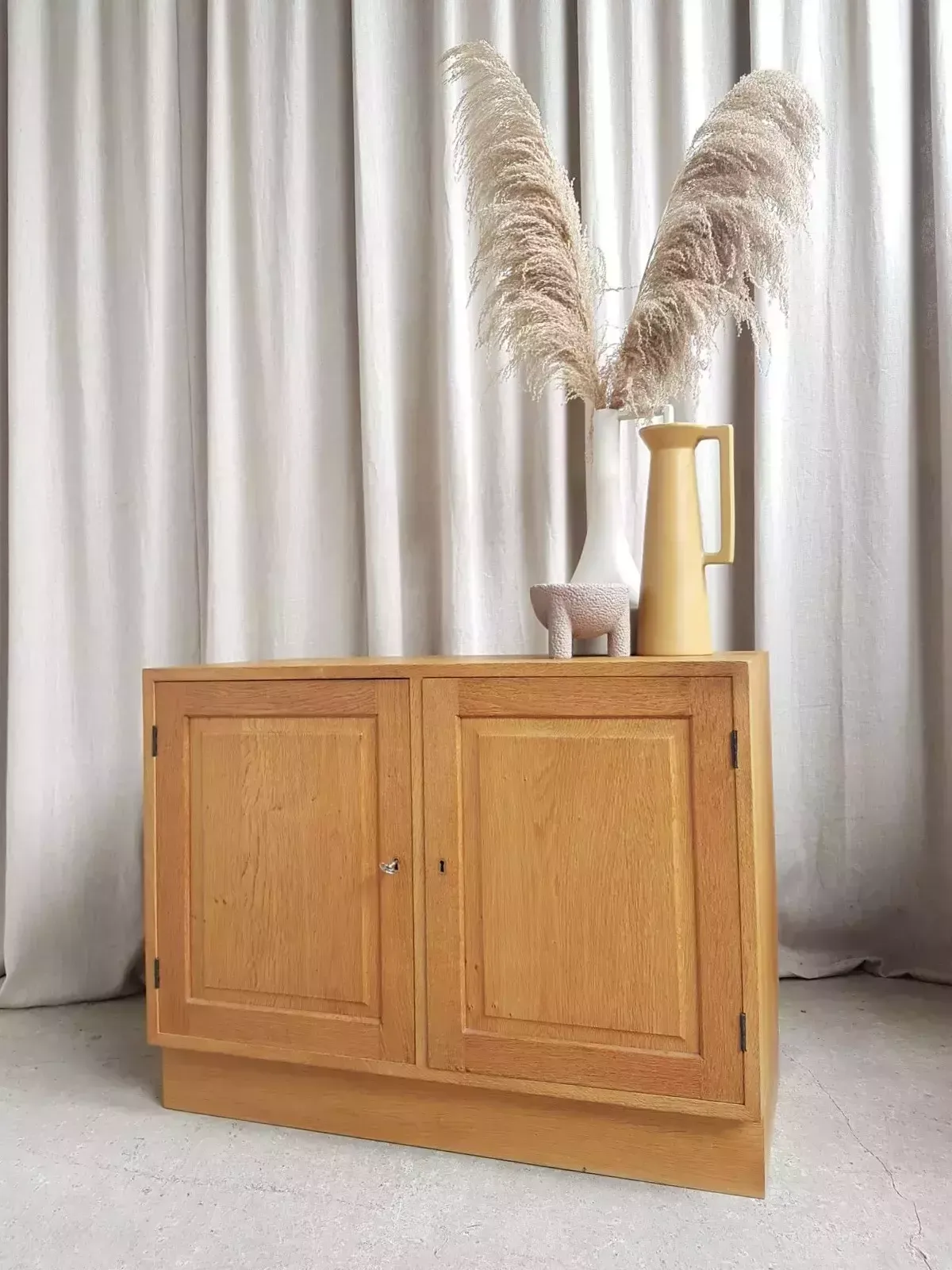 Vtg Mid Century Danish Oak Compact Sideboard Media Cabinet Scahdi Retro R516 photo for sale