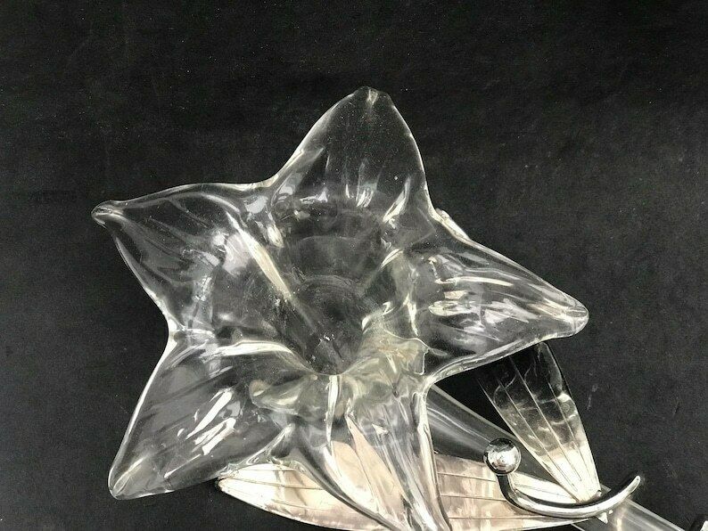 Murano Vase Mid Century Italian Clear Murano Glass And Metal Vase 1970s photo buy