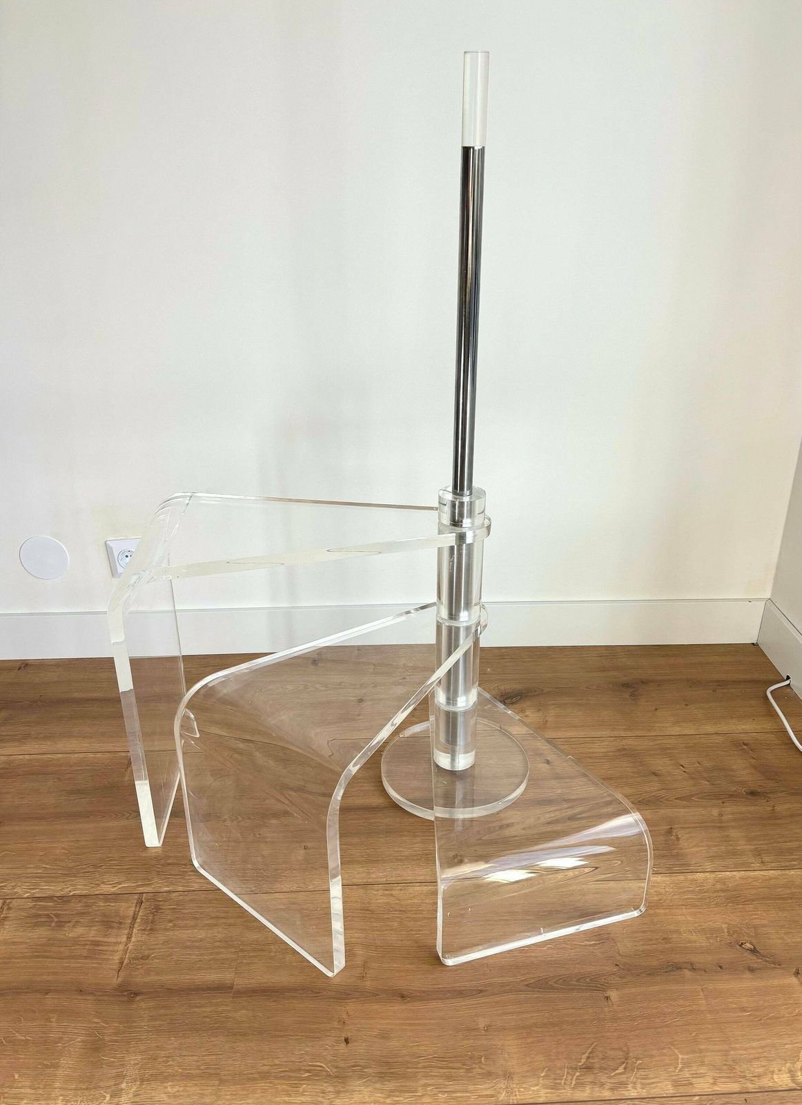 Rare Mid Century Acrylic Glass Library Stairs, Vintage Bookcase Ladder Plexiglass, 70's Spiral Steps, Semicircular Modern Steps photo furniture