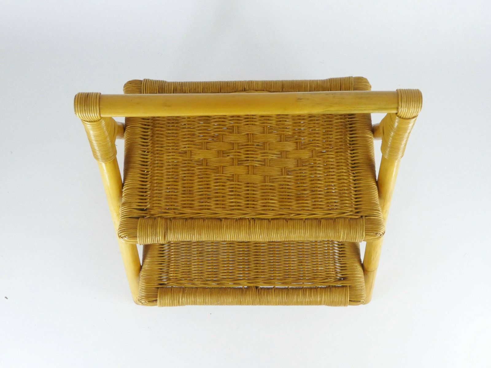 Vintage Small Wicker Shelf Unit, Rattan Storage Cabinet, Cute Boho Small Free Standing Shelf photo vintage
