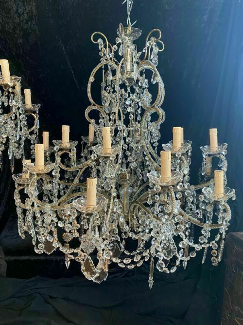 A Large Pair Of Eighteen Light Florentine Antique Chandeliers photo furniture