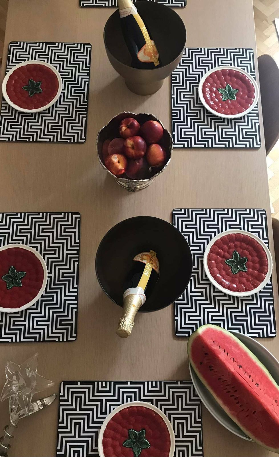 6 Barbotine Dessertbordjes Of Entréebordjes Of Kaasbordje Aardbeienpatroon Silea France Rood Groen Decor Franse Tafel Keukendecoratie Cadeau photo Woonaccessoires