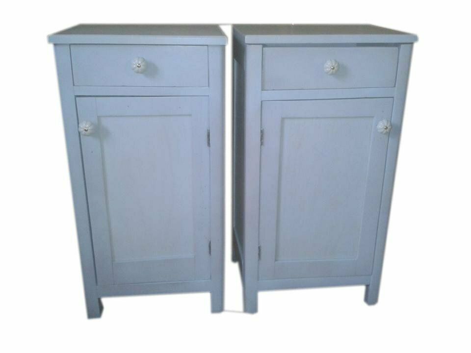 Vintage German Blue Painted Nightstands, 1950s, Set Of 2 photo vinterior