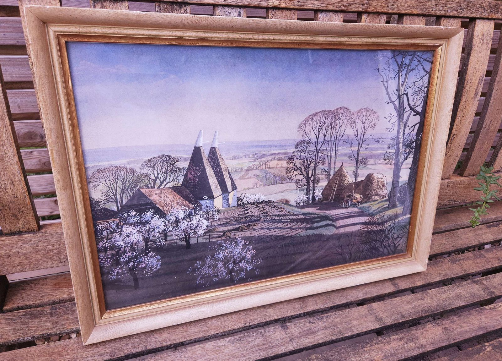 Framed 1940's Print Of Painting 'Spring' By Rowland Hilder photo furniture