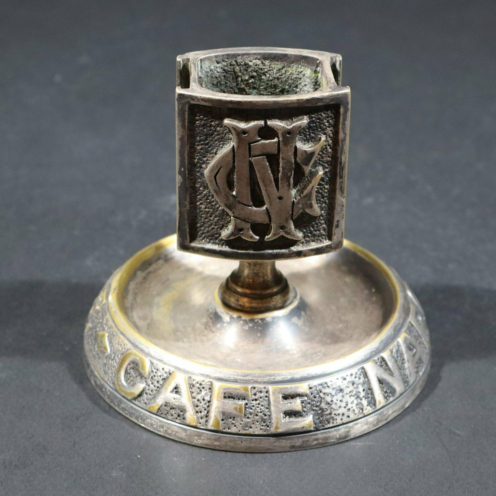 Antique French Bronze Match Striker And Holder Café Napoleon Ashtray photo for sale