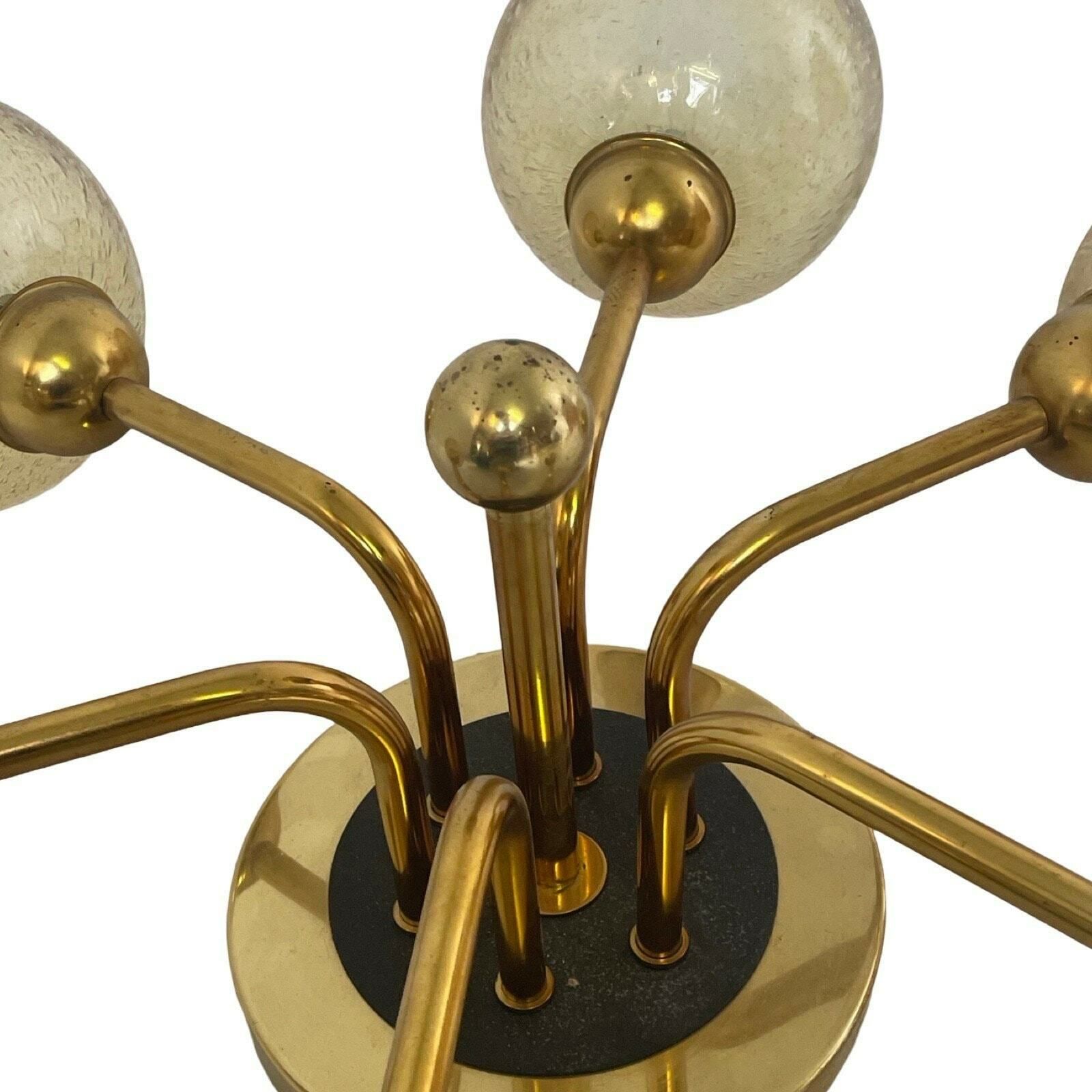 Veb Germany   Hanging Pendant   Sputnik Lamp With 6 Glass Shades   Patterned Glass   Mid Century Modern / Atomic Age photo buy