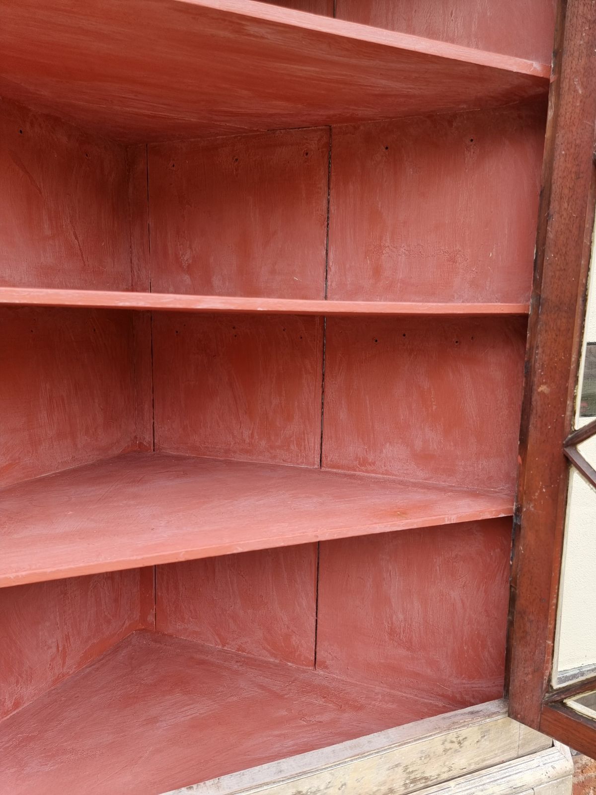 An 18th C Country House Painted Glazed Cabinet For A Corner Position. photo 1250.0
